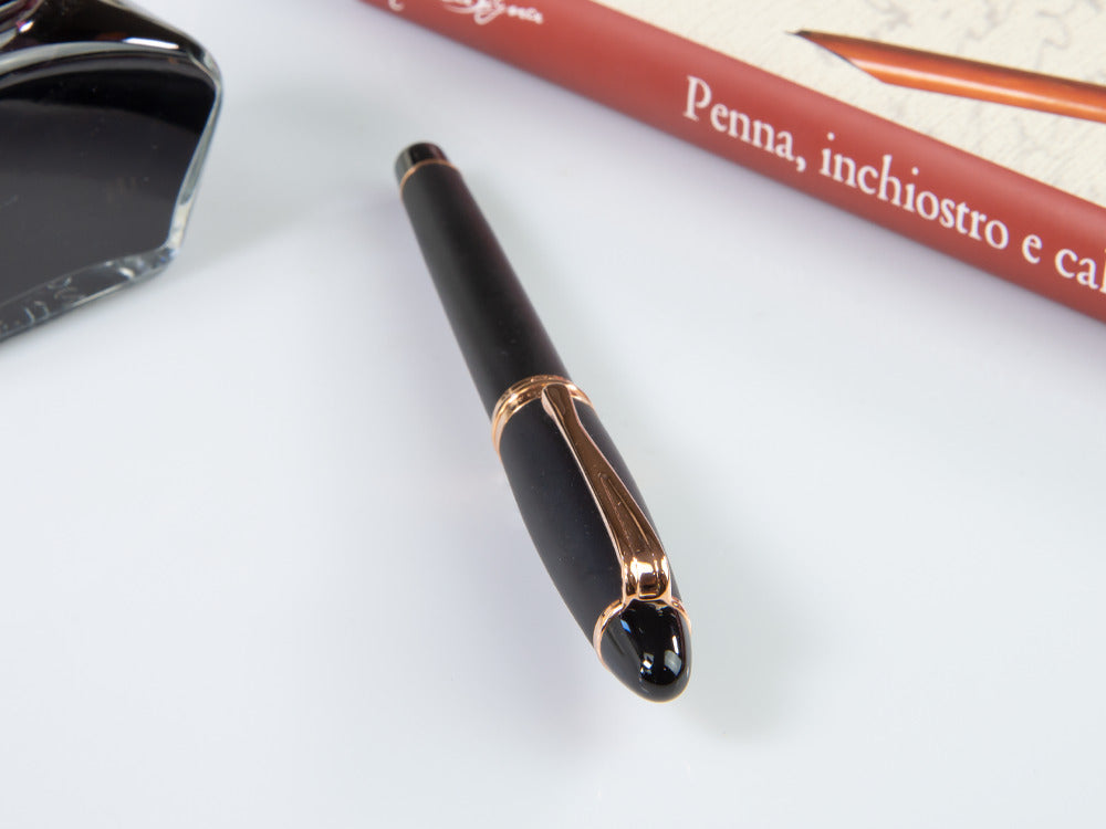 Aurora Ipsilon Satin Fountain Pen, Resin, Rose Gold Trim, B10-PN