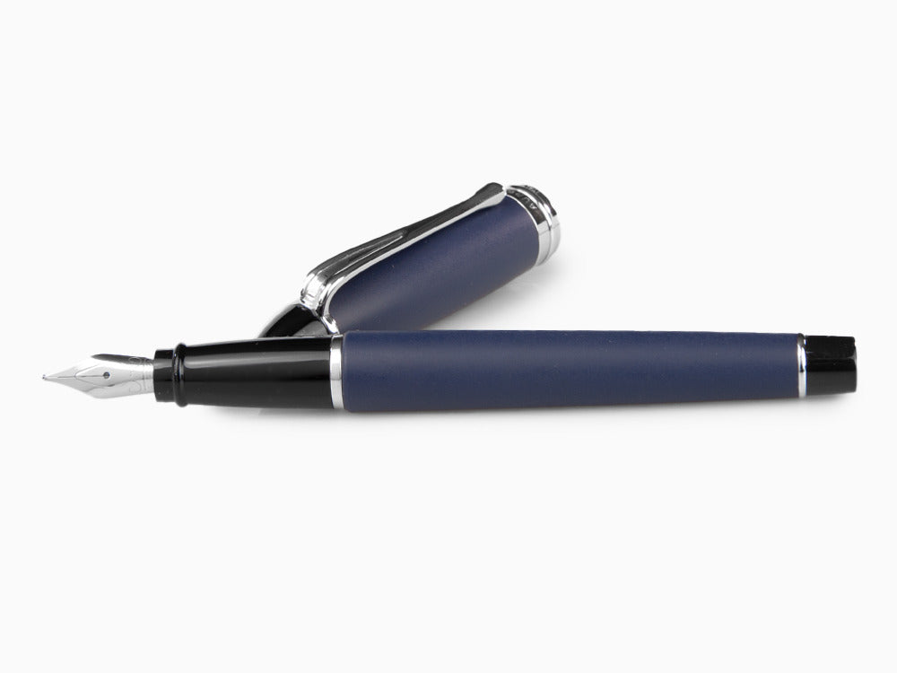 Aurora Fountain Pen Ipsilon Satin - Blue Resin and Chrome - B10B