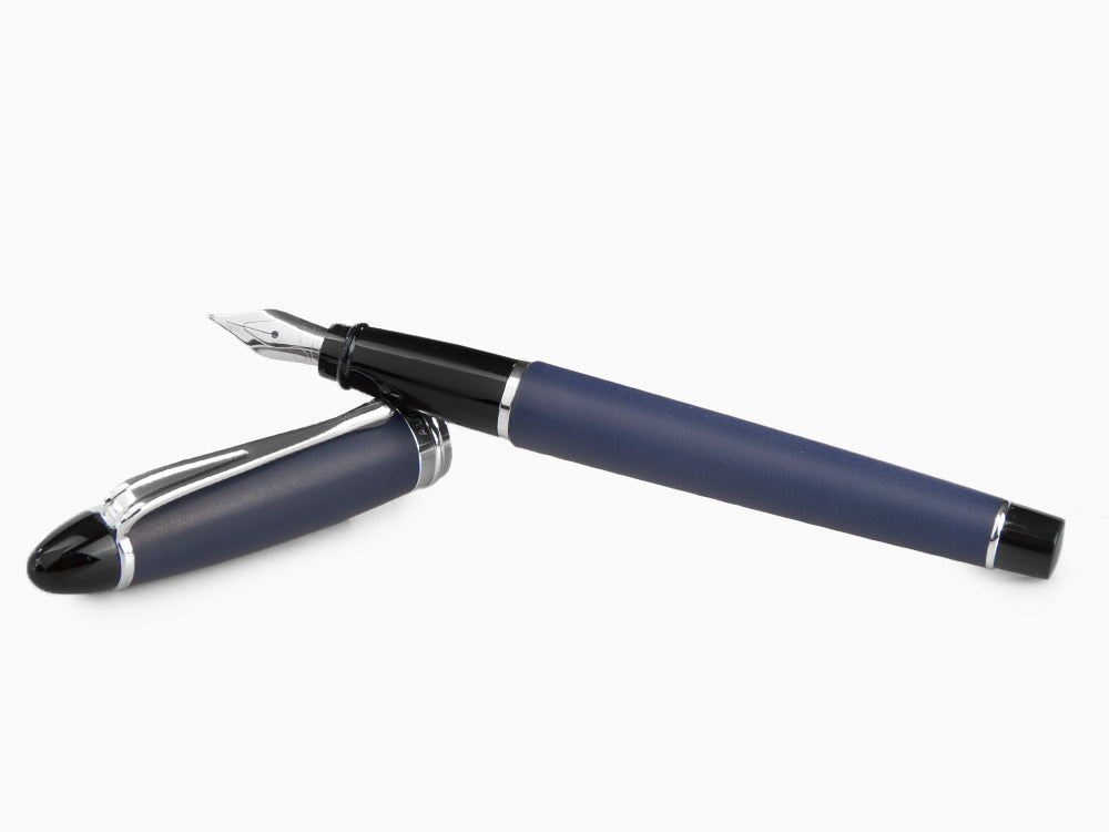 Aurora Fountain Pen Ipsilon Satin - Blue Resin and Chrome - B10B
