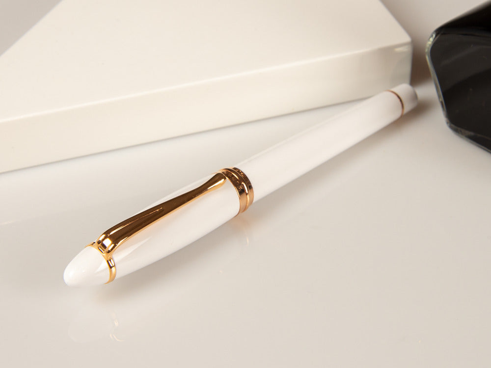 Aurora Ipsilon Winter Fountain Pen, Resin, White, Rose Gold, B11-PW