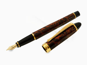 Aurora Ipsilon Fountain Pen, Brown marbled tortoise, Gold trim, B13T