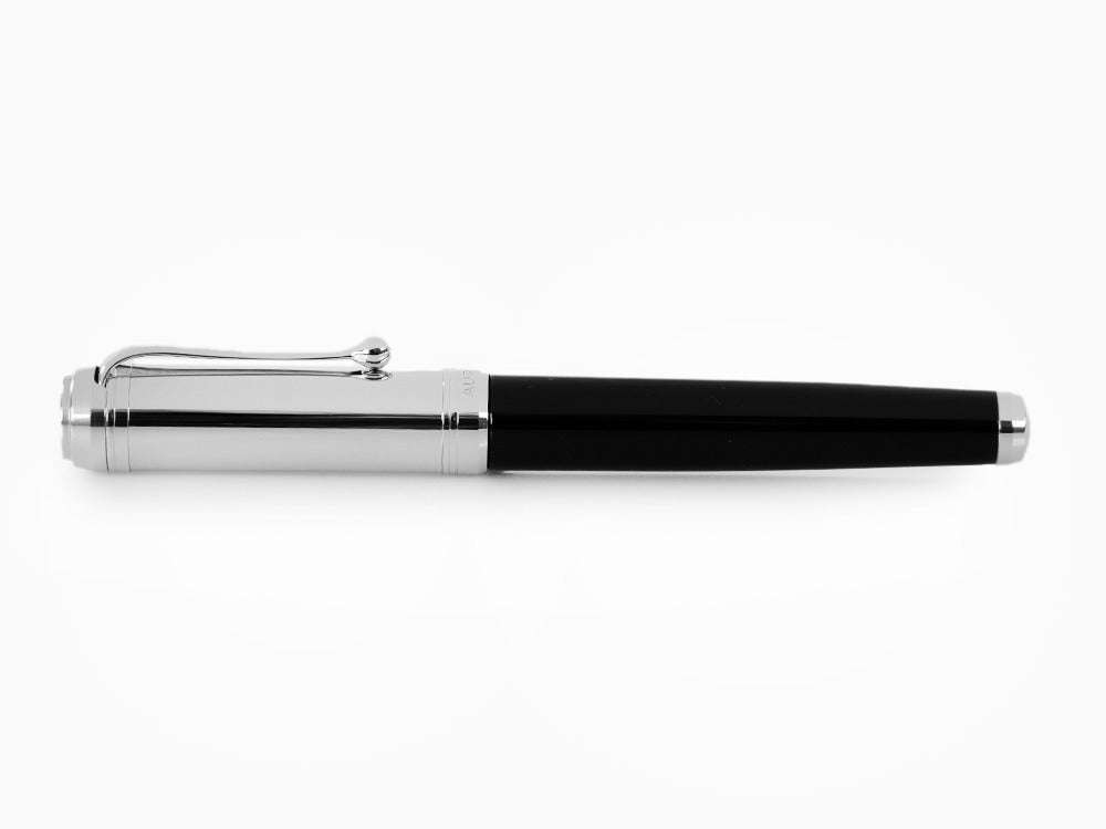 Aurora Talentum Big Fountain Pen, Resin, Chrome Trim, Black, D11C