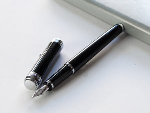 Aurora Talentum Finesse Fountain Pen -Black Resin & Chrome Trims- D13N