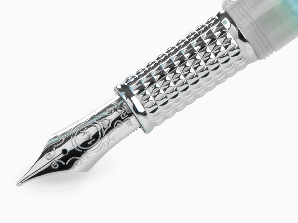 Aurora Alpha Sky Fountain Pen, Resin, Chrome Trim, H11CA