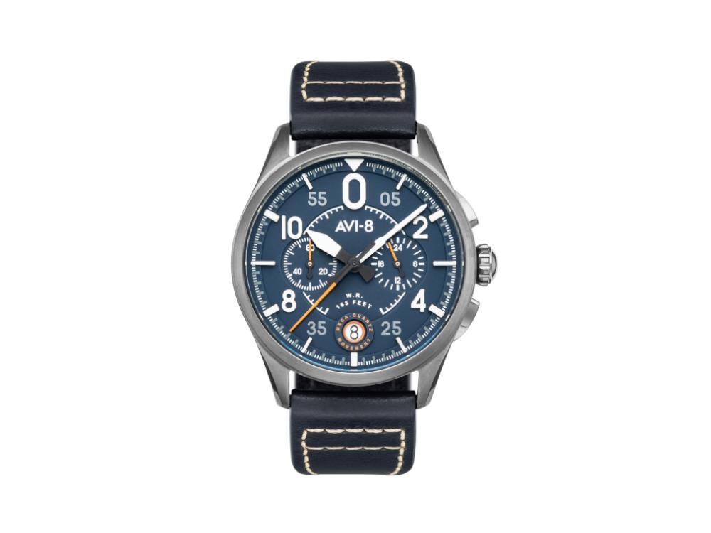 AVI-8 Spitfire Lock Chronograph Channel Blue Quartz Watch, 42 mm, AV-4089-04