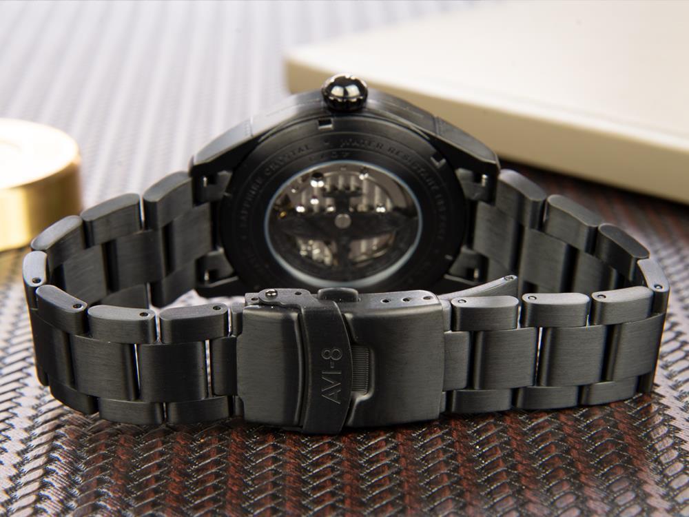 AVI-8 Spitfire Automatic Watch, PVD, Black, 42 mm, Stainless steel, AV-4073-33