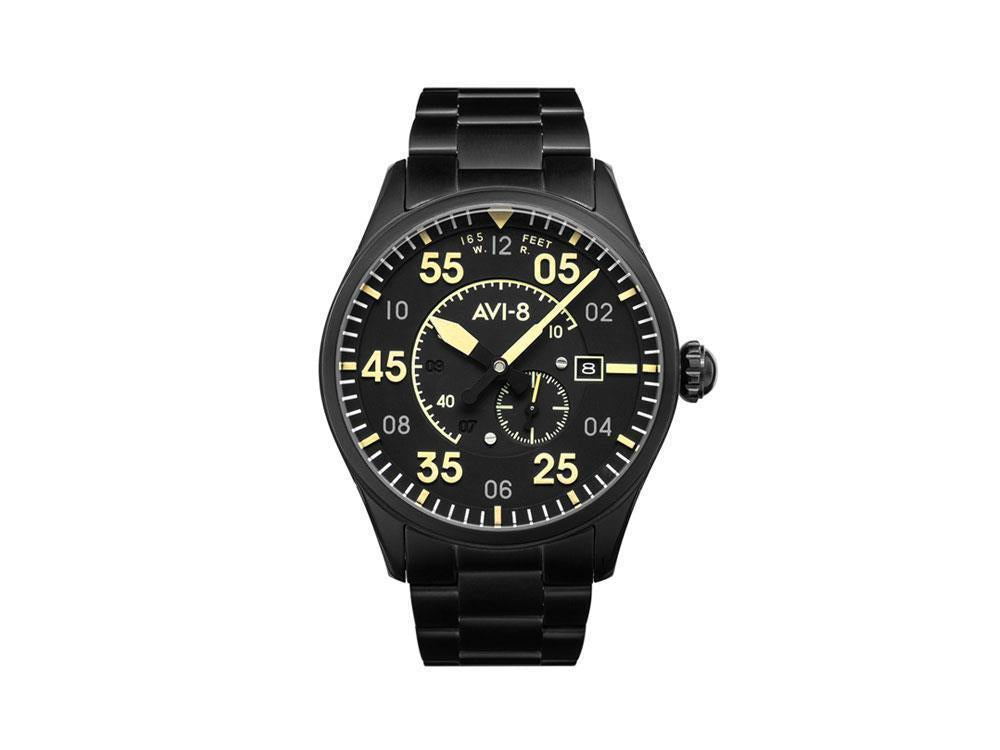 AVI-8 Spitfire Automatic Watch, PVD, Black, 42 mm, Stainless steel, AV-4073-33