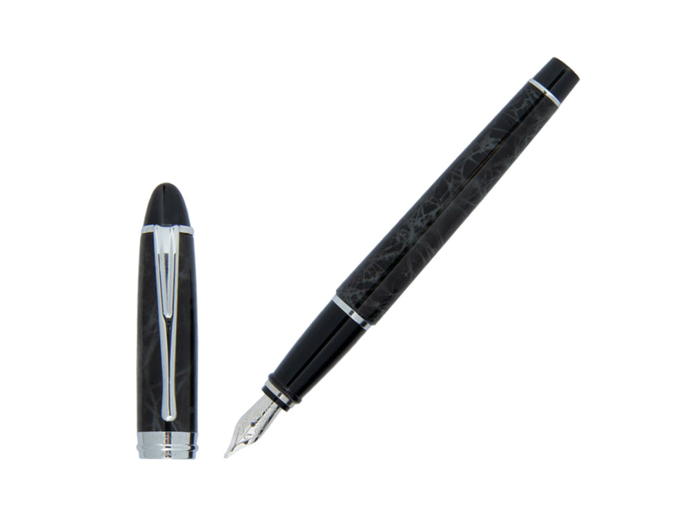 Aurora Ipsilon Fountain Pen, Grey resin, Chrome trim, b13CG