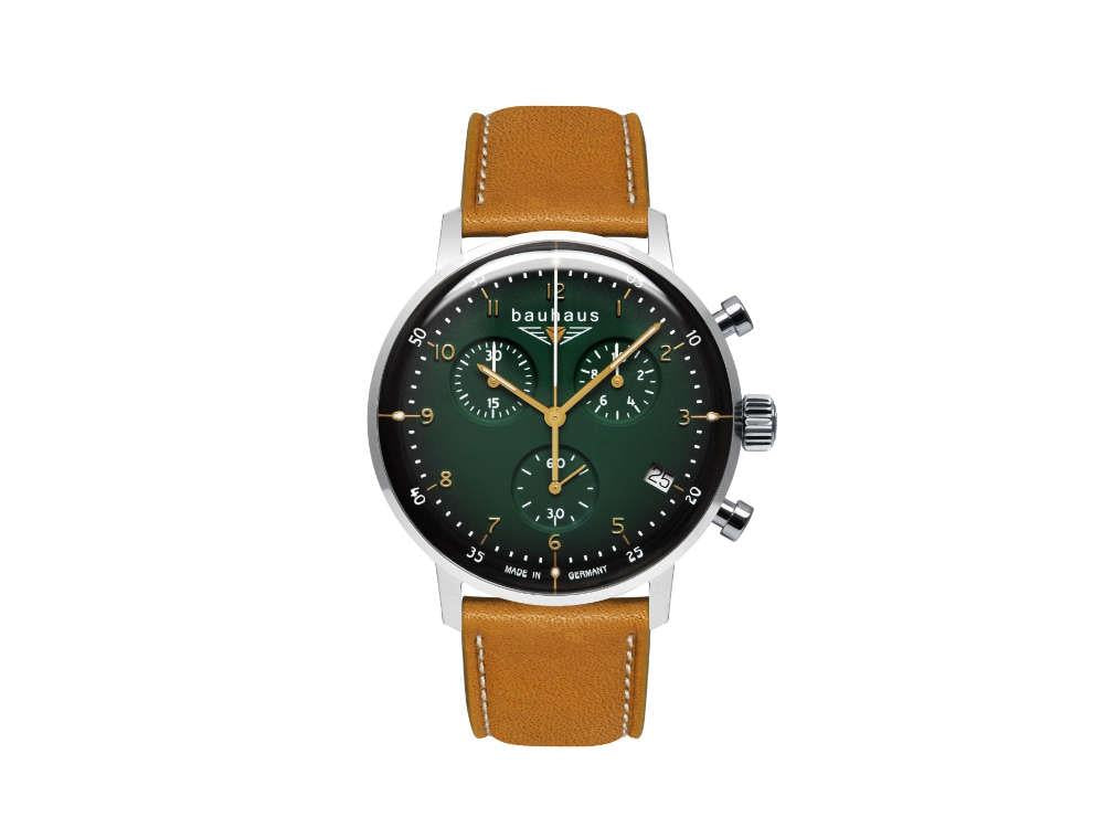 Bauhaus Aviation Dessau Quartz Watch, Green, 41 mm, Chronograph, Day, 2096-4