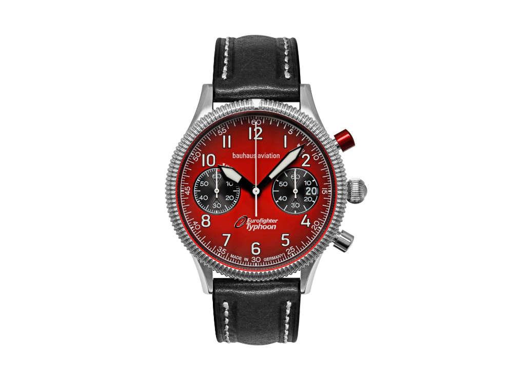 Bauhaus Aviation Quartz Watch, Red, 41 mm, Chronograph, Day, 2576-5