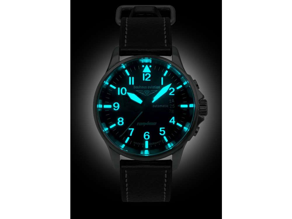 Bauhaus Aviation Tornado Automatic Watch, Black, 40 mm, Miyota 9015, 2760-2