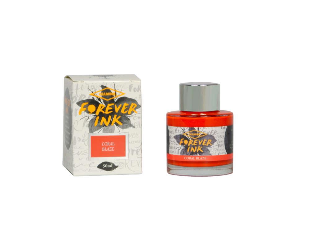 Diamine Forever Ink Collection -Permanent Pigment Ink Bottle, Coral Blaze, 50ml