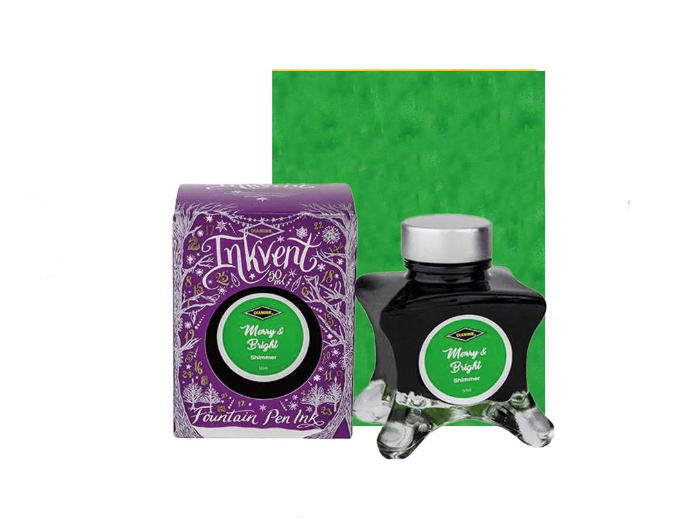 Diamine Merry&Bright Ink Vent Purple Ink Bottle, 50ml, Shimmer, Green
