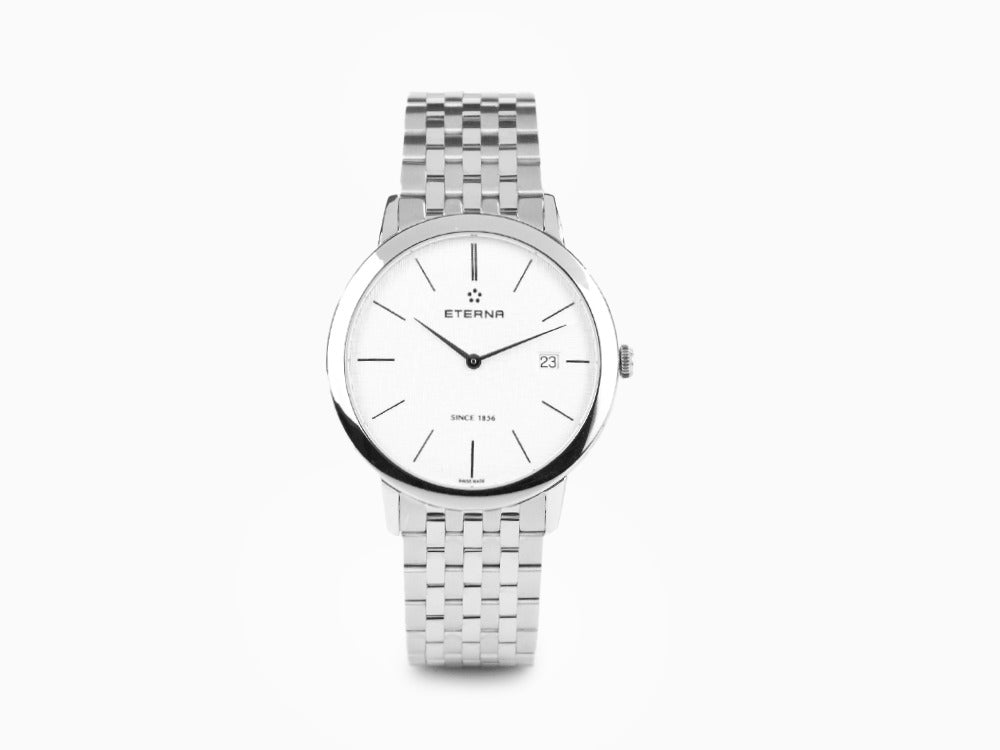 Eterna Eternity Gent Quartz watch, ETA 955.112, 40mm., Silver, Steel bracelet
