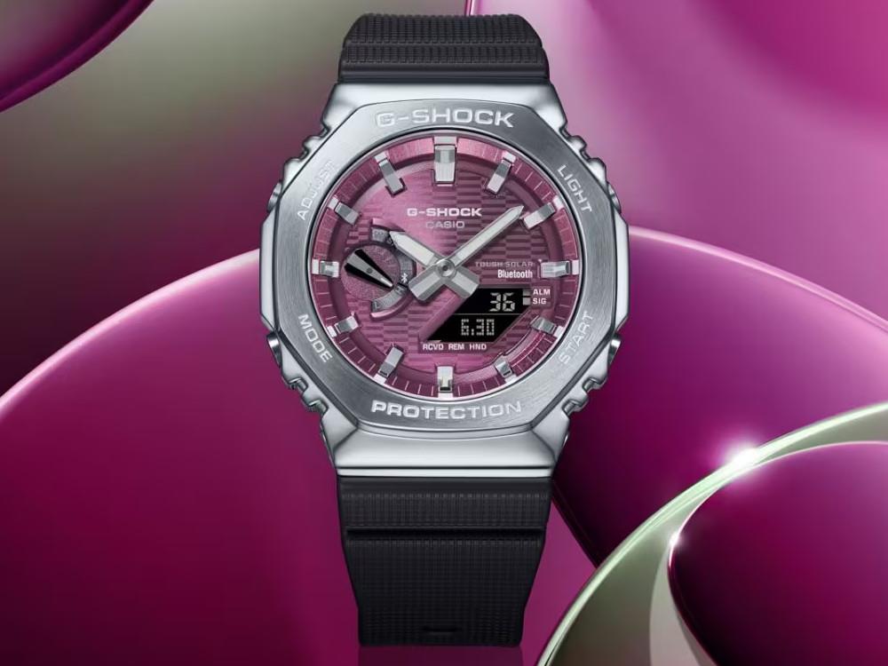 G-SHOCK Casio G-Steel Quartz Watch, Burgundy, 49.3mm × 44.4mm, GBM-2100A-4BER