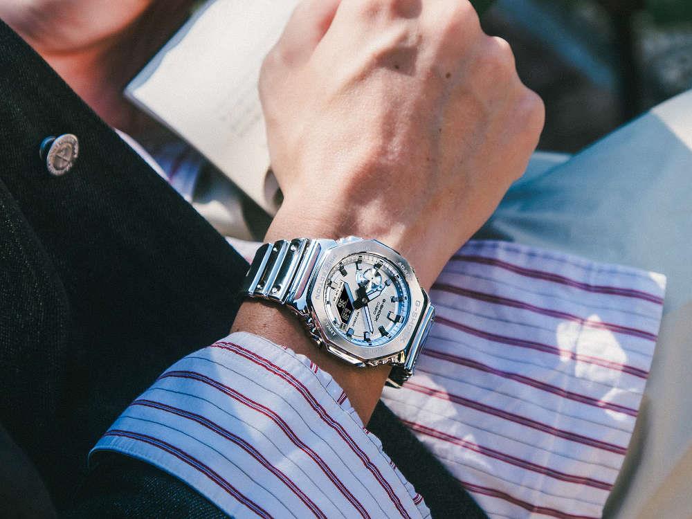 G-SHOCK Casio G-Steel Quartz Watch, Silver, 49.3mm × 44.4mm, GM-2100YM-8AER