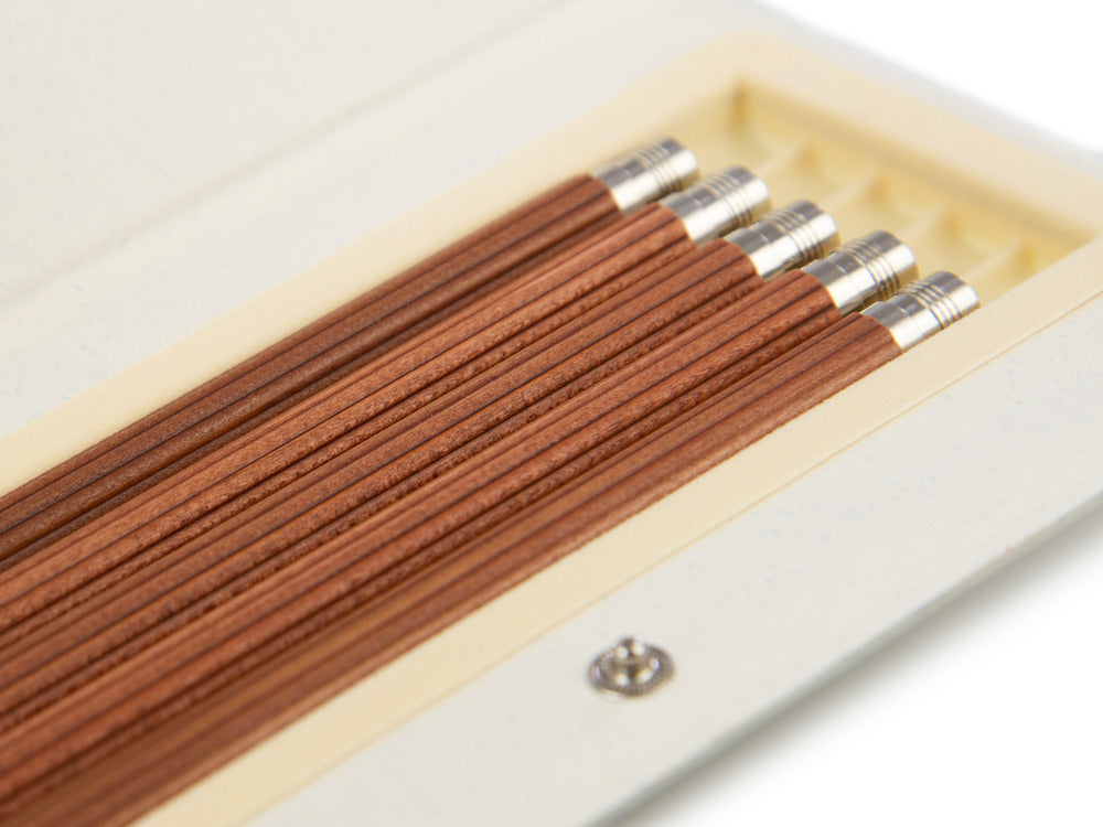 5 Graf von Faber-Castell Perfect Pencils, Wood, Chrome Trim, Brown, 118645