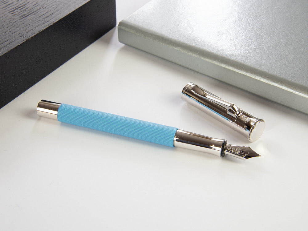 Graf von Faber-Castell Guilloche Gulf Blue Fountain Pen, Precious resine