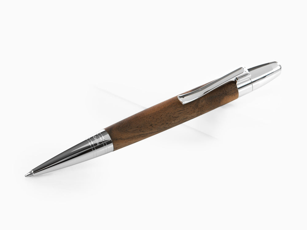 Graf von Faber-Castell Magnum Ballpoint pen, Walnut wood, Platinum trim, 146387