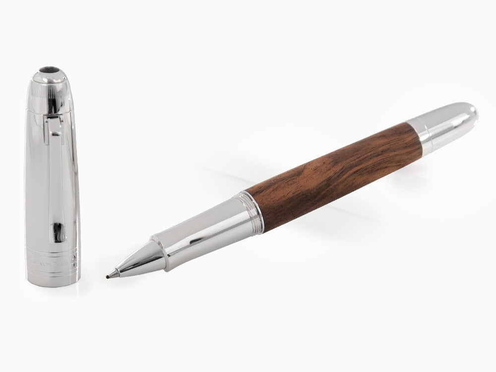 Graf von Faber-Castell Magnum Rollerball pen, Walnut wood, Platinum trim, 146388
