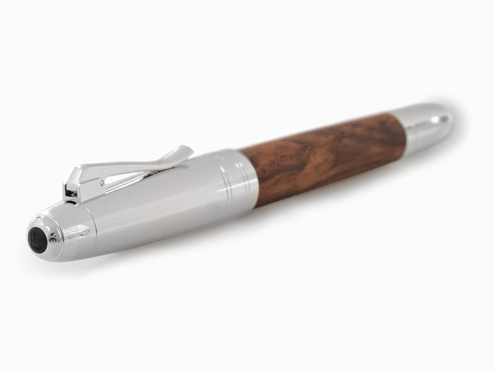 Graf von Faber-Castell Magnum Rollerball pen, Walnut wood, Platinum trim, 146388