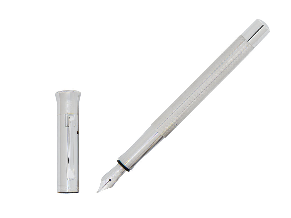 Graf von Faber-Castell Guilloche Fountain Pen, Rhodium trim, 146590