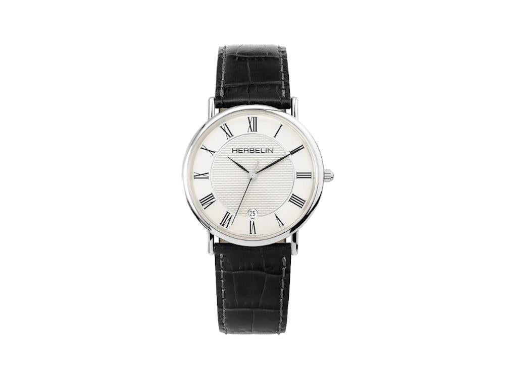 Herbelin Classique Quartz Watch, Stainless Steel 316L, White, 12248AP08