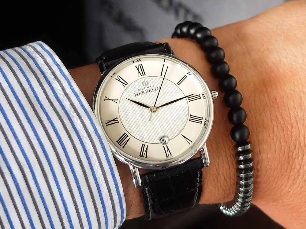 Herbelin Classique Quartz Watch, Stainless Steel 316L, White, 12248AP08