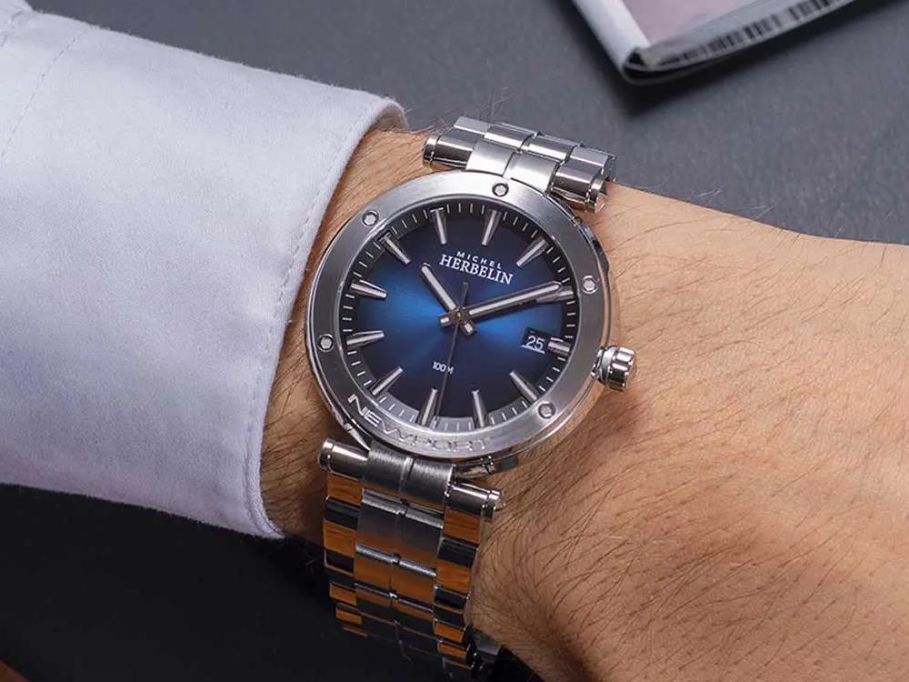 Herbelin Newport Quartz Watch, Stainless Steel 316L, Blue, 40.5 mm, 12288B15