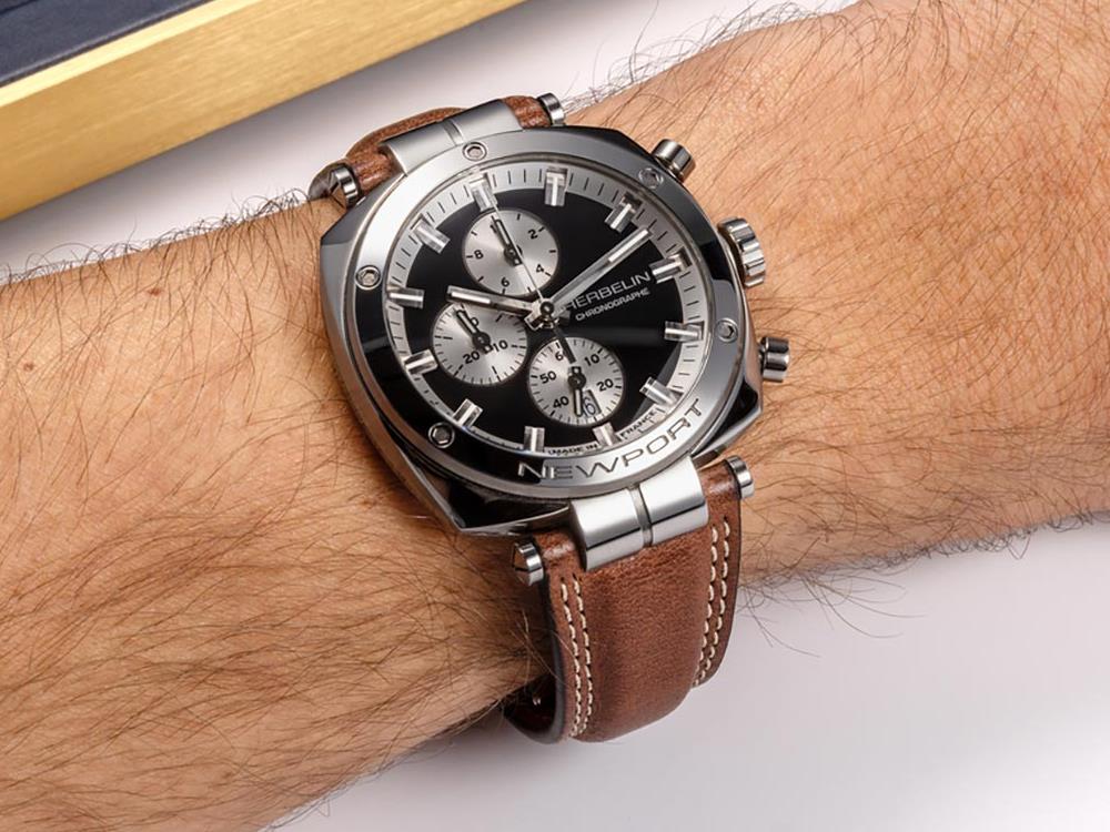 Herbelin Newport Quartz Watch, Black, 42 mm, Chronograph, 35664AP24BR