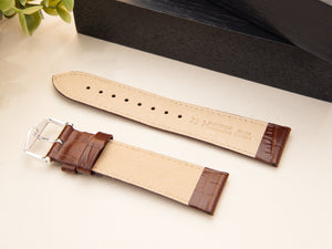 Hirsch Louisianalook Exotic embossed leather Strap, Brown, 22 mm, 03427010-2-22