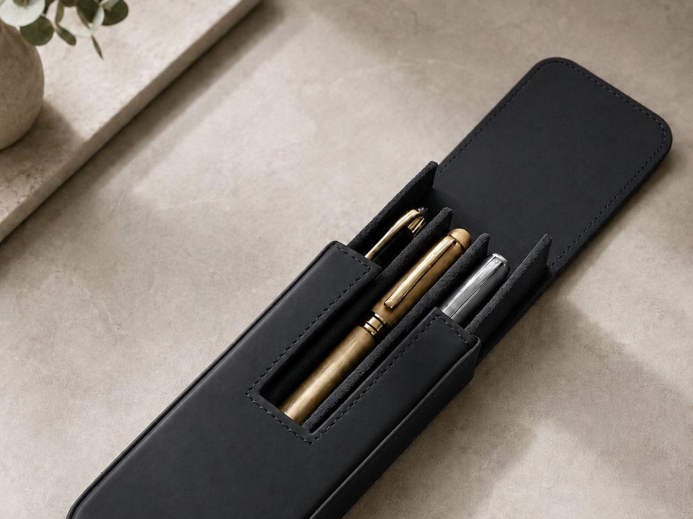 Iguana Pen Case Black for 3 writing items, PEN-CASE-BLACK-3