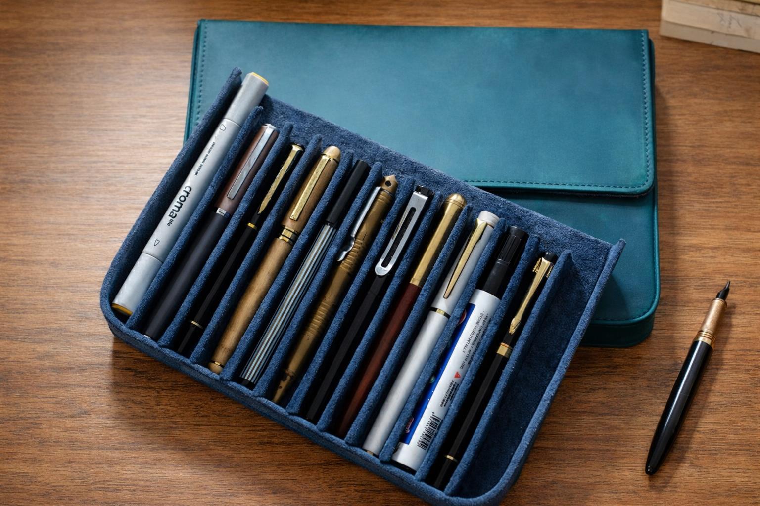Iguana Pen Case Blue, 12 Writing Items