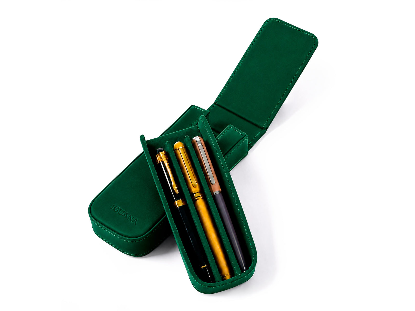 Iguana Pen Case Green for 3 writing items, PEN-CASE-GREEN-3