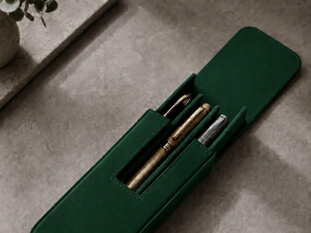 Iguana Pen Case Green for 3 writing items, PEN-CASE-GREEN-3