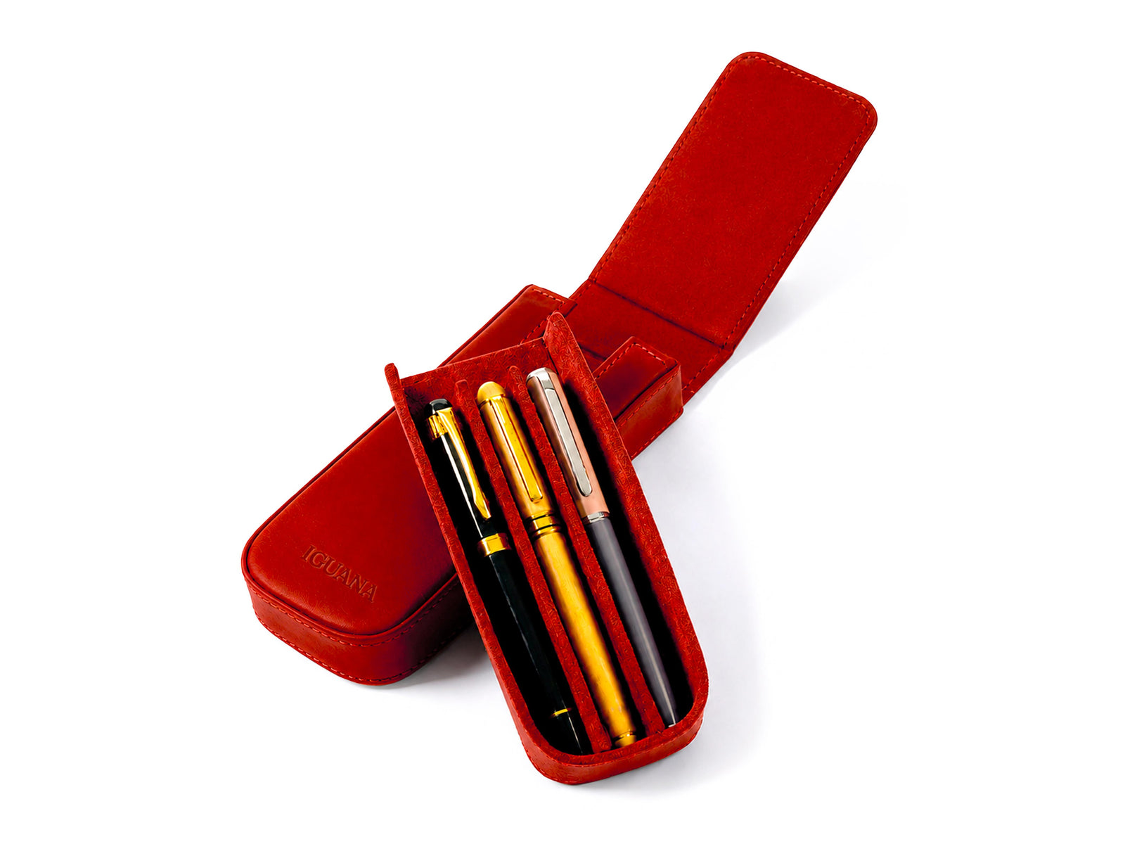Iguana Pen Case Red for 3 writing items, PEN-CASE-RED-3