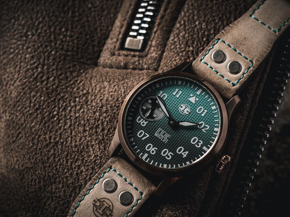 Indie Watch Swell Automatic Watch, PVD Bronze, Light Blue, 42 mm, 257HB