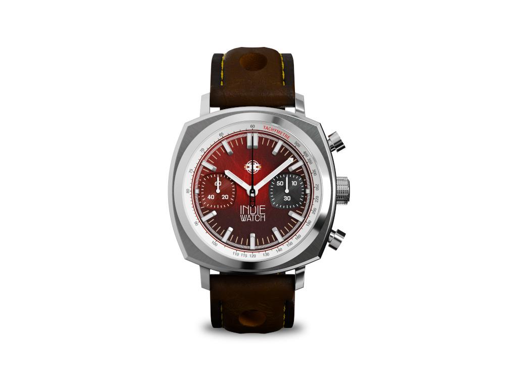 Indie Watch Strum Quartz Watch, Red, 42 mm, Chronograph, 521T