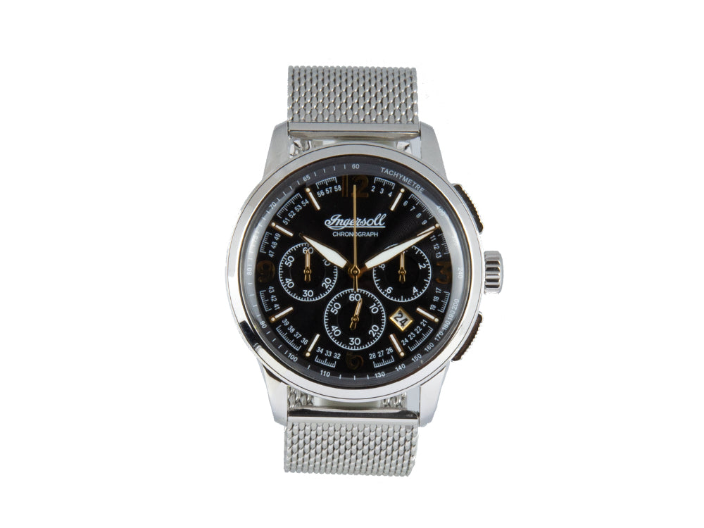 Ingersoll Regent Quartz Watch, Chronograph, 47mm, Black, Mesh strap, I00103