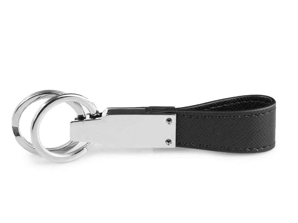 Montblanc Sartorial Key ring, Brass, Leather, Black, 2 Rings, 114627