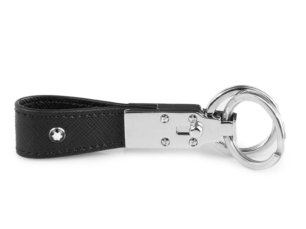 Montblanc Sartorial Key ring, Brass, Leather, Black, 2 Rings, 114627