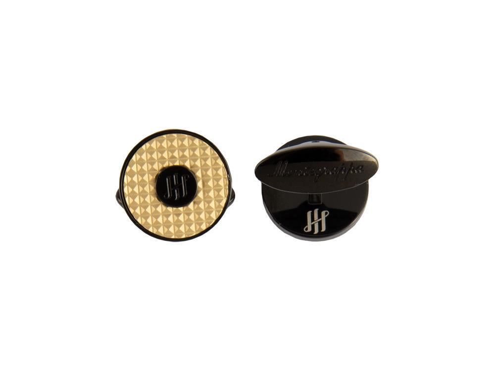 Montegrappa Clou Ambigram Cufflinks, Steel, IP Black & IP Yellow Gold, IDA3CLBY