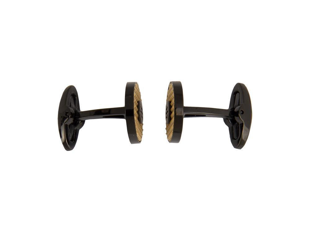 Montegrappa Clou Ambigram Cufflinks, Steel, IP Black & IP Yellow Gold, IDA3CLBY