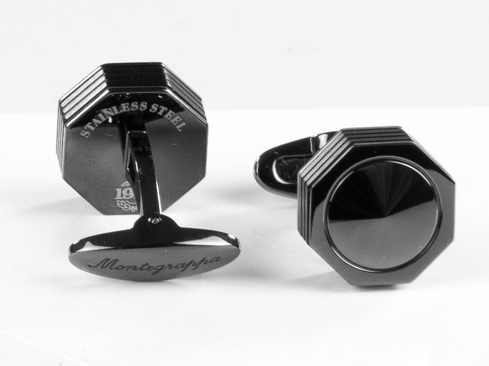Montegrappa Nero Uno Cufflinks, Gun metal PVD, Metal, IDNLCLI1