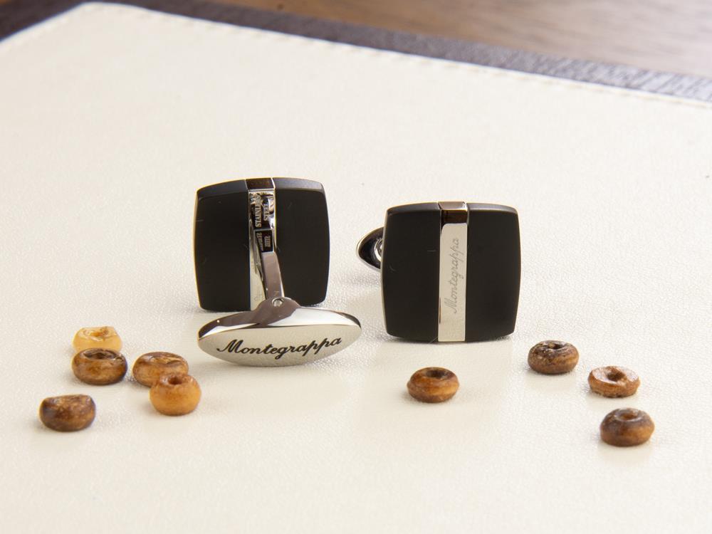 Montegrappa Rettangolo Cufflinks, Stainless steel & IP Black, IDRTCLSB