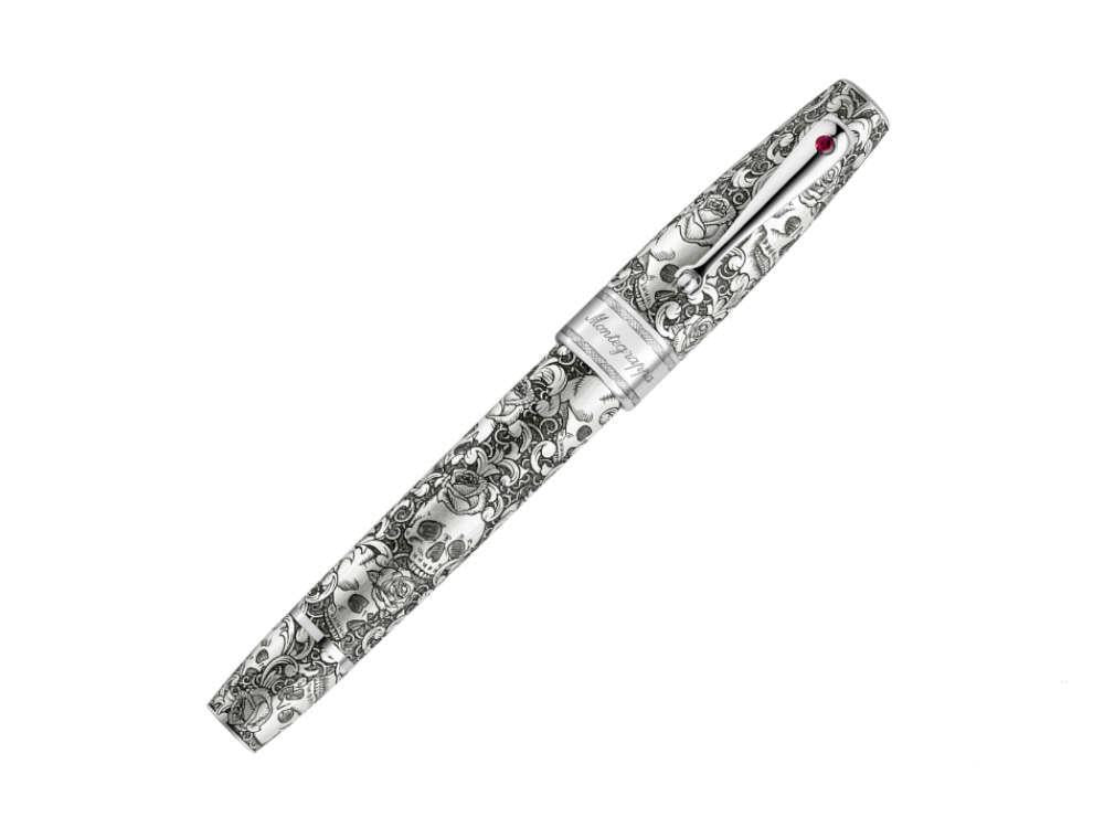 Montegrappa Skulls & Roses Rollerball pen, Silver, Limited Edition, ISSKNRSE
