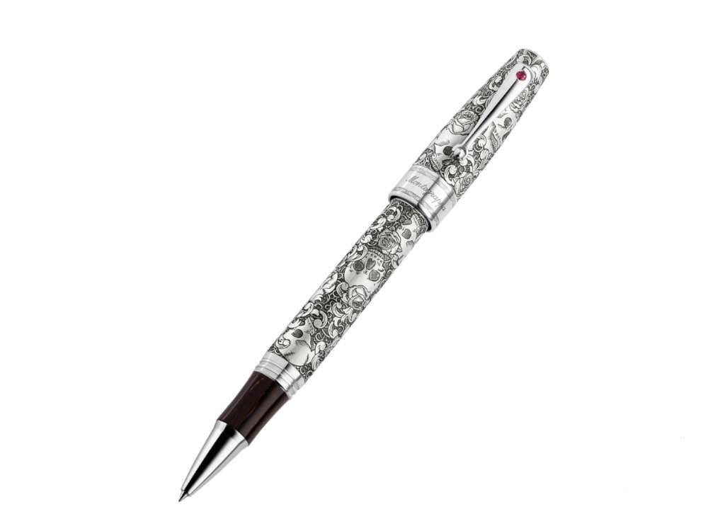 Montegrappa Skulls & Roses Rollerball pen, Silver, Limited Edition, ISSKNRSE