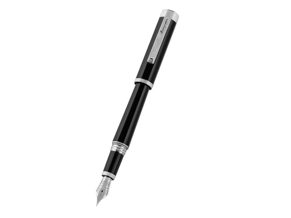 Montegrappa Otto Fountain Pen, Black, Palladium trim, ISZ8I-8P