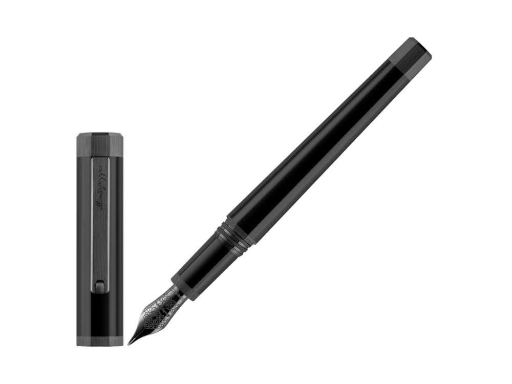Montegrappa Otto Fountain Pen, Acrylic Resin, Black, PVD, ISZ8I-8C