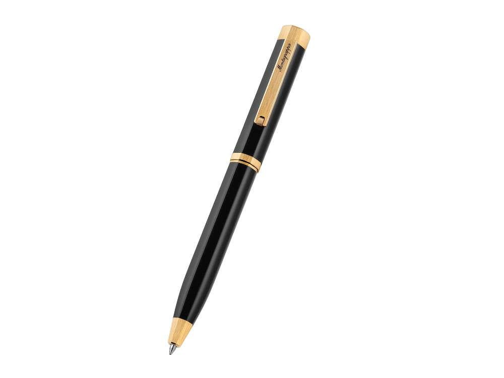 Montegrappa Otto Ballpoint pen, Acrylic Resin, Black, Gold plated, ISZ8IBIY